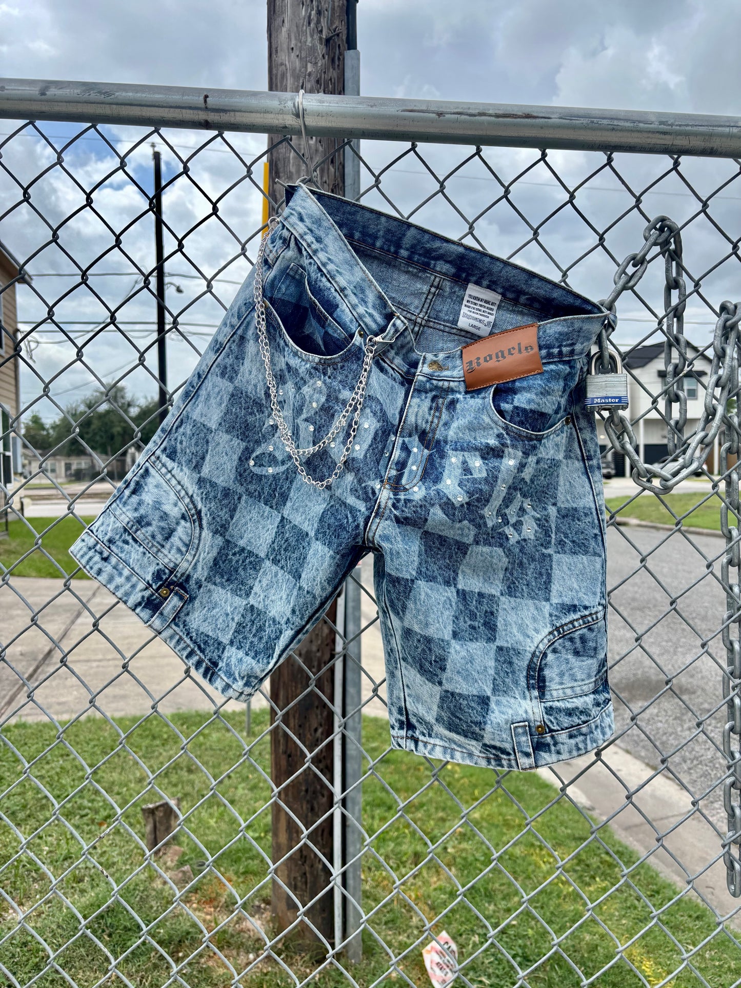 Denim signature shorts