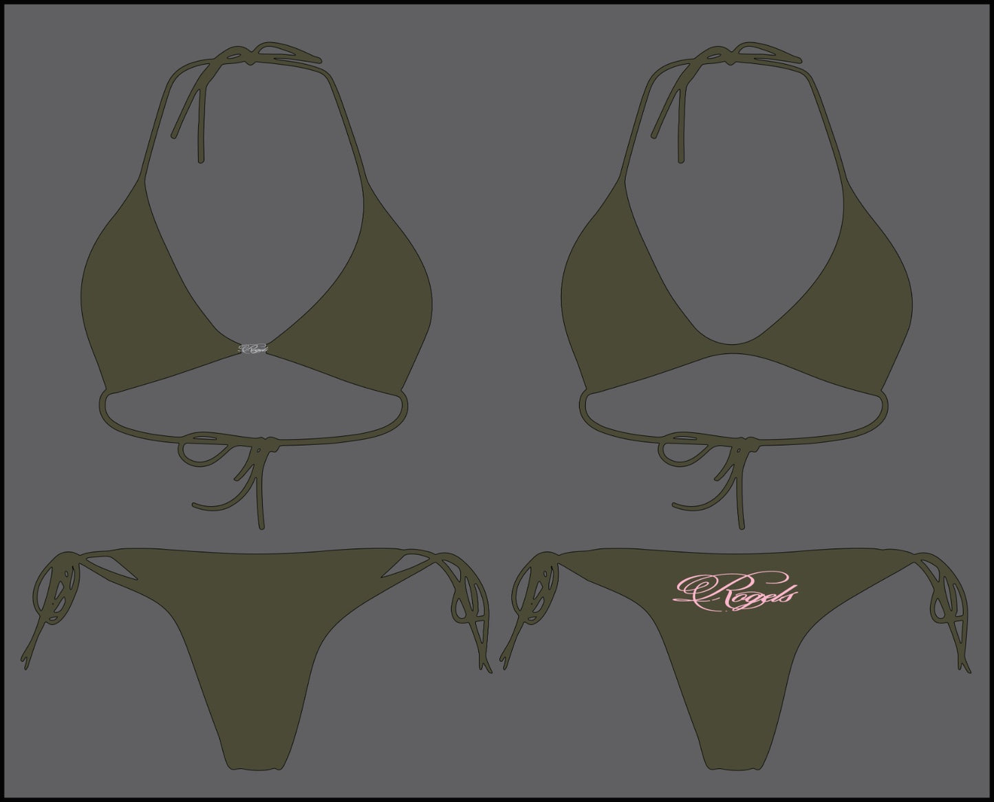 Olive / pink woman’s bathing suit